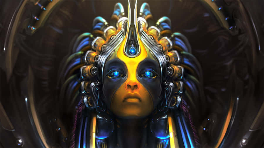 A Woman With A Futuristic Head Wallpaper