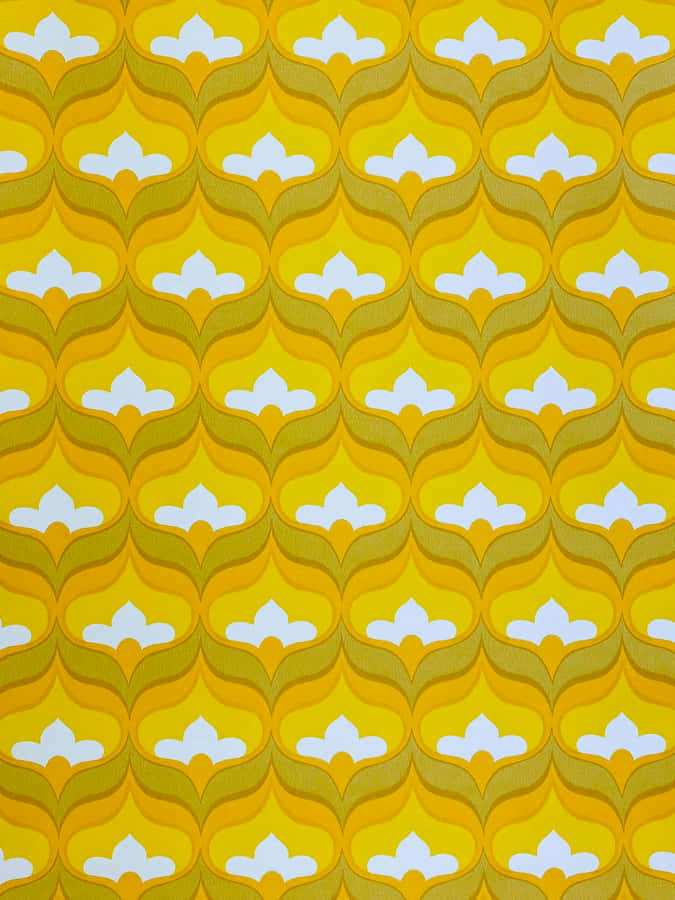 A Yellow And White Pattern With A White Background Wallpaper