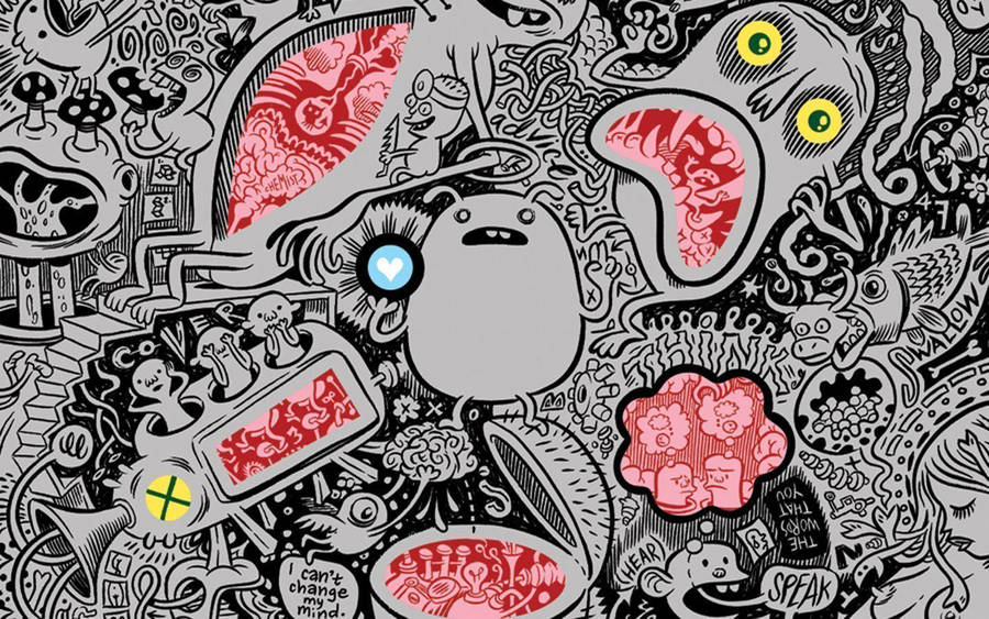 Abstract Doodles Crazy Faces Wallpaper