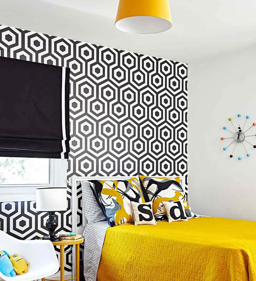 Abstract Gray And Yellow Staggered Lines Wallpaper