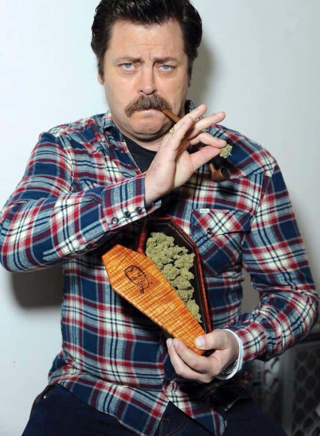 Actor Nick Offerman Looking Into The Camera Wallpaper