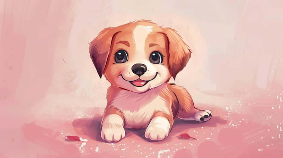 Adorable Anime Puppy Illustration Wallpaper