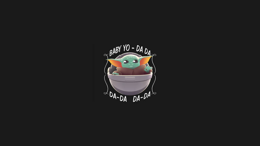 Adorable Baby Yoda Art Logo. Wallpaper