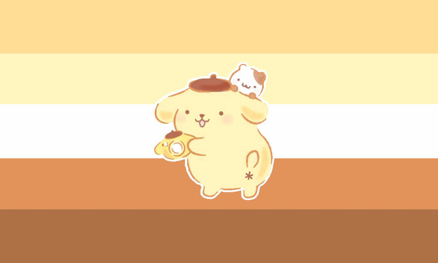 Adorable Pompompurin Stripe Hd Wallpaper