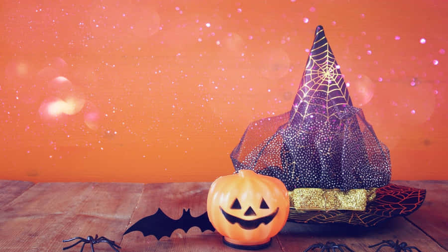 Adorable Smiling Pumpkin On A Festive Autumn Background Wallpaper