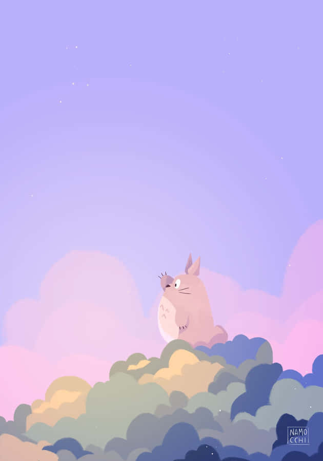 Adorable Totoro Purple Pastel Iphone Digital Art Wallpaper
