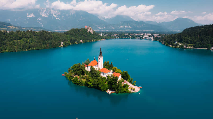 Aerial Shot Of Lake Bled Wallpaper