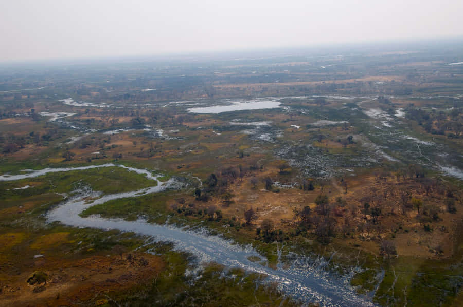 Aerial Shot Of The Okavango Delta Wallpaper