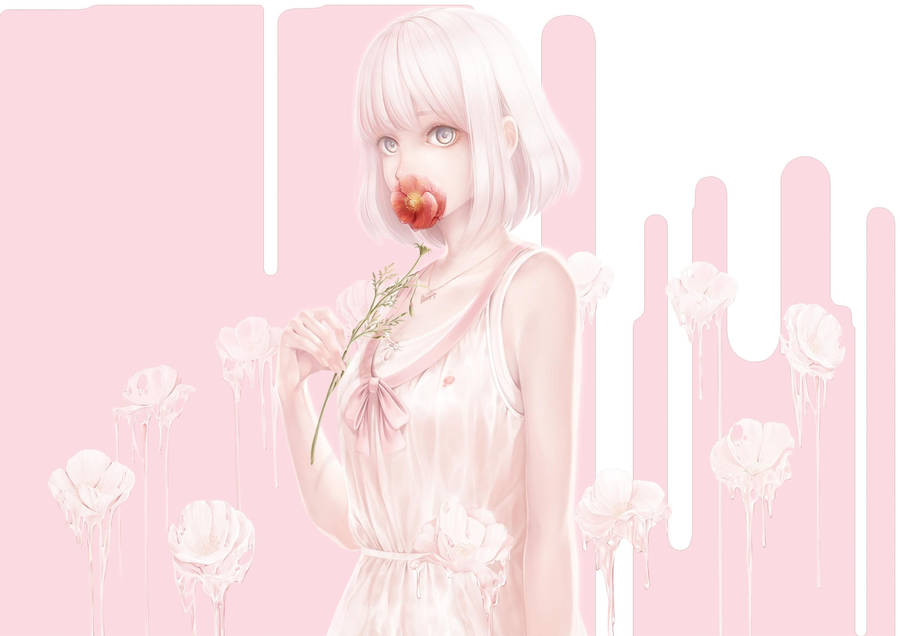 Aesthetic Anime Girl In Pastel Wallpaper
