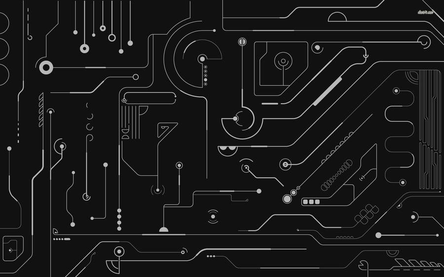 Aesthetic Black Themed Circuit Board Wallpaper