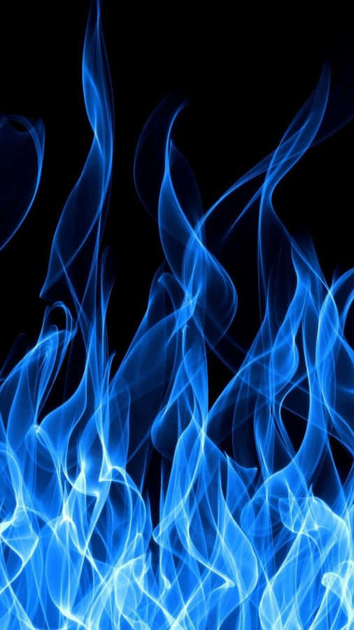 Aesthetic Blue Fire On Black Background Wallpaper