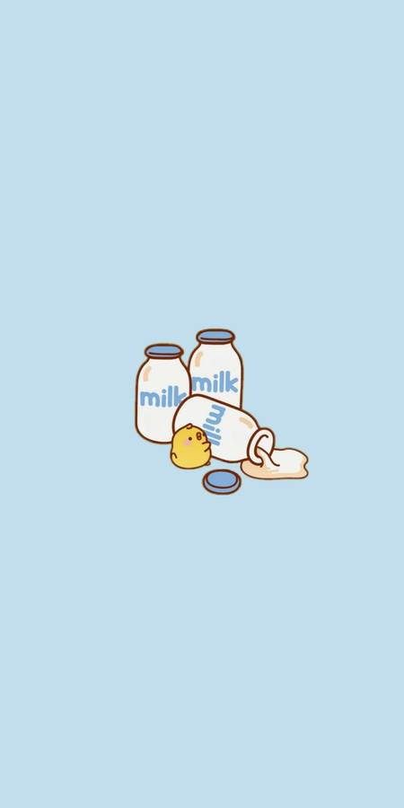 Aesthetic Blue Milk Bottles Minimalist Wallpaper