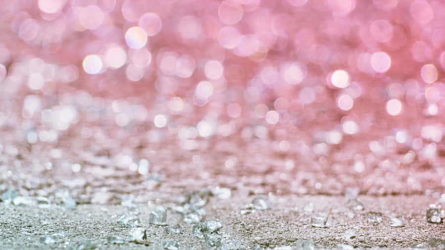 Aesthetic Computer Light Pink And Silver Sequins Wallpaper