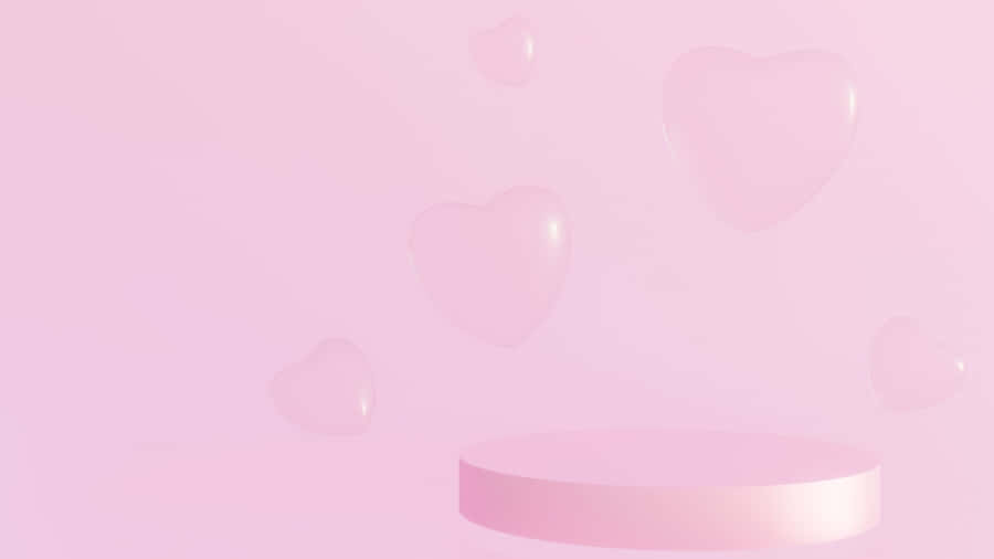 Aesthetic Computer Light Pink Platform With Hearts Wallpaper