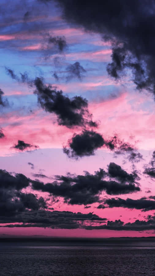 Aesthetic Dark Pink Blue Sky Wallpaper