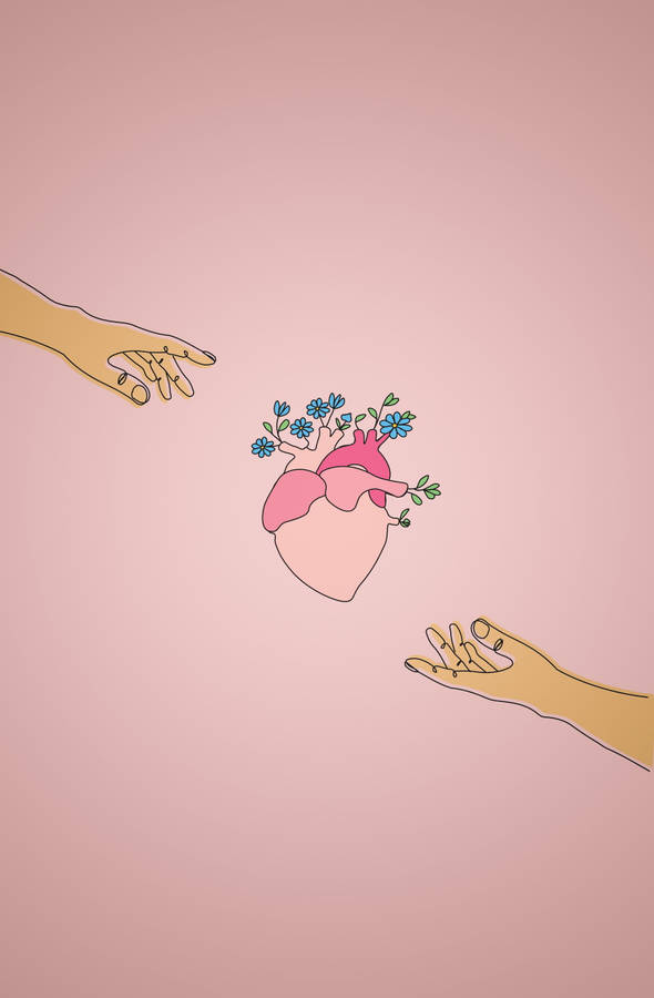 Aesthetic Drawing Pastel Heart Wallpaper