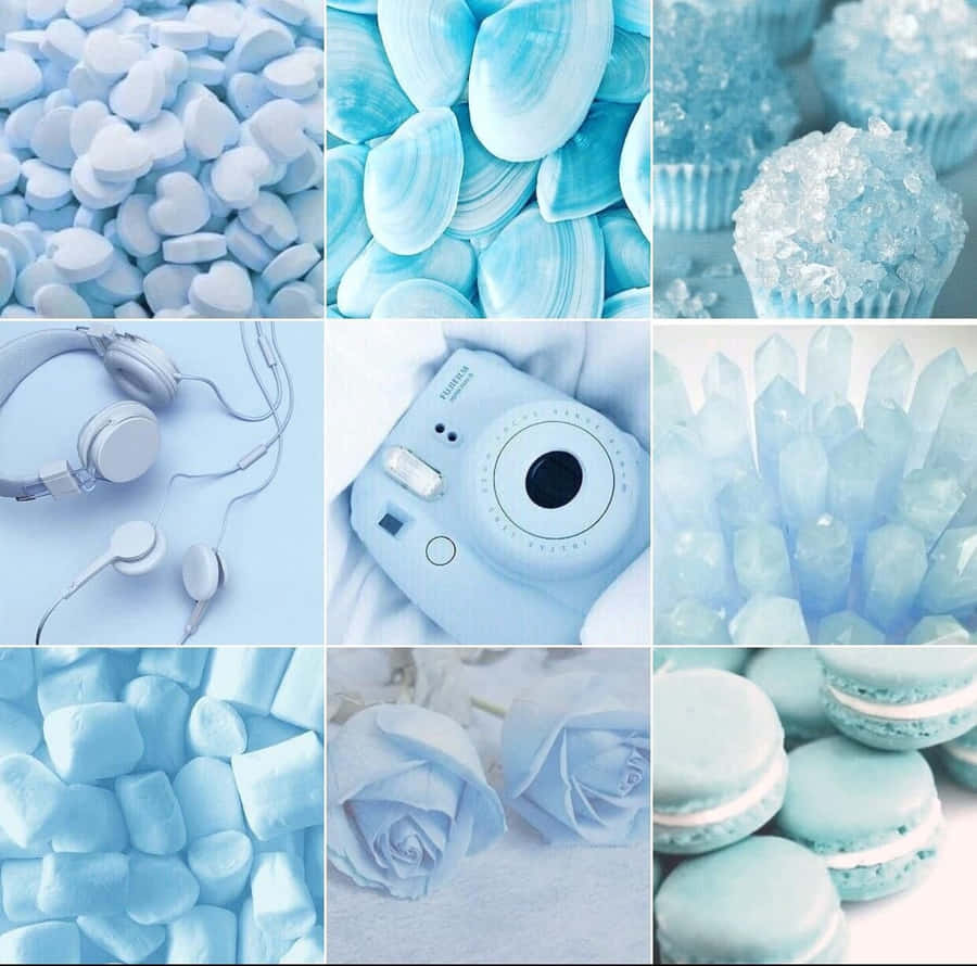 Aesthetic Instagram Pastel Blue Collage Wallpaper