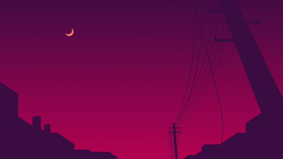 Aesthetic Moon Above The Power Lines Wallpaper