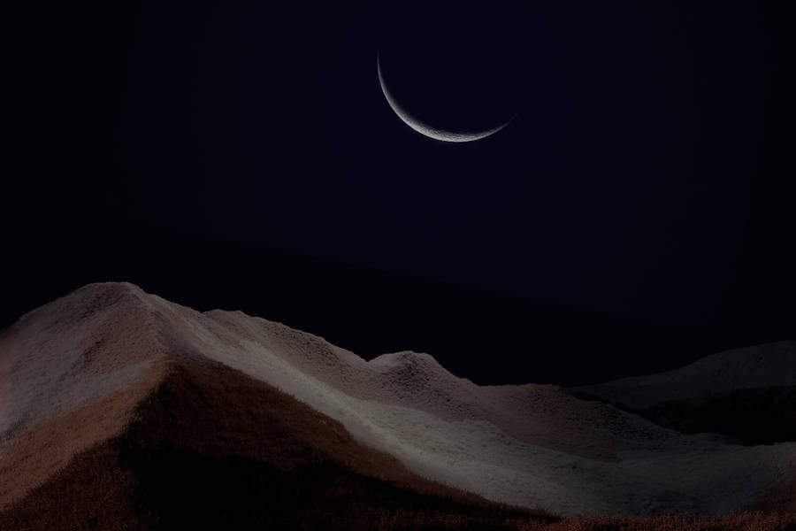 Aesthetic Moon Night Landscape Wallpaper