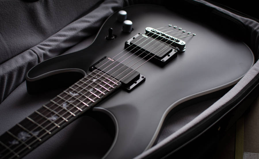 Aesthetic Music Black Electric Guitar Wallpaper