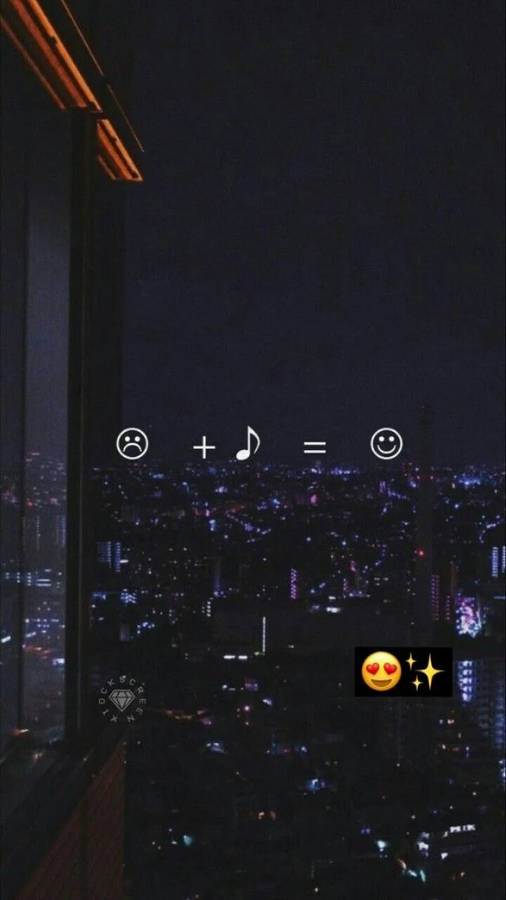 Aesthetic Music Emojis On City View Wallpaper