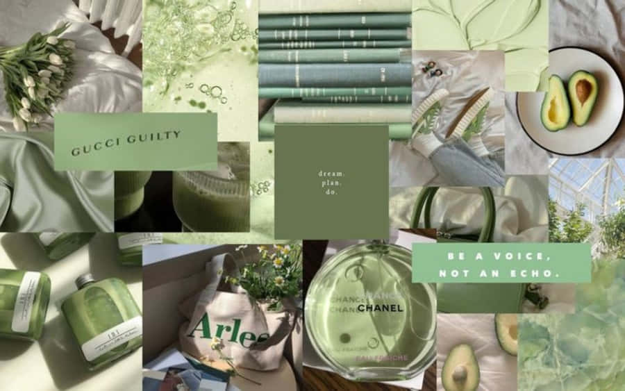 Aesthetic Pastel Green Desktop Wallpaper