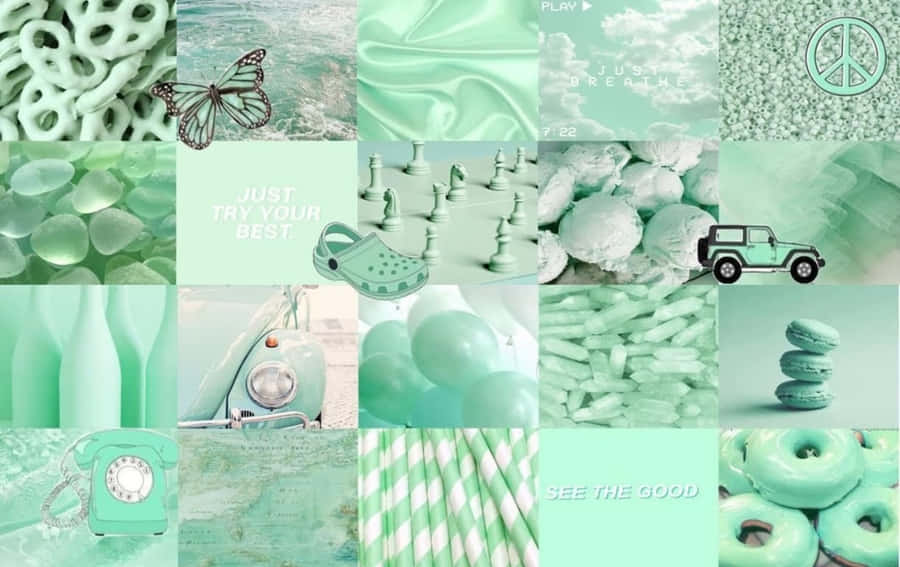 Aesthetic Pastel Green Desktop Wallpaper