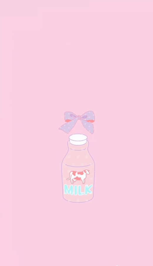 Aesthetic Pink Kawaii Glassed Strawberry Milk Wallpaper