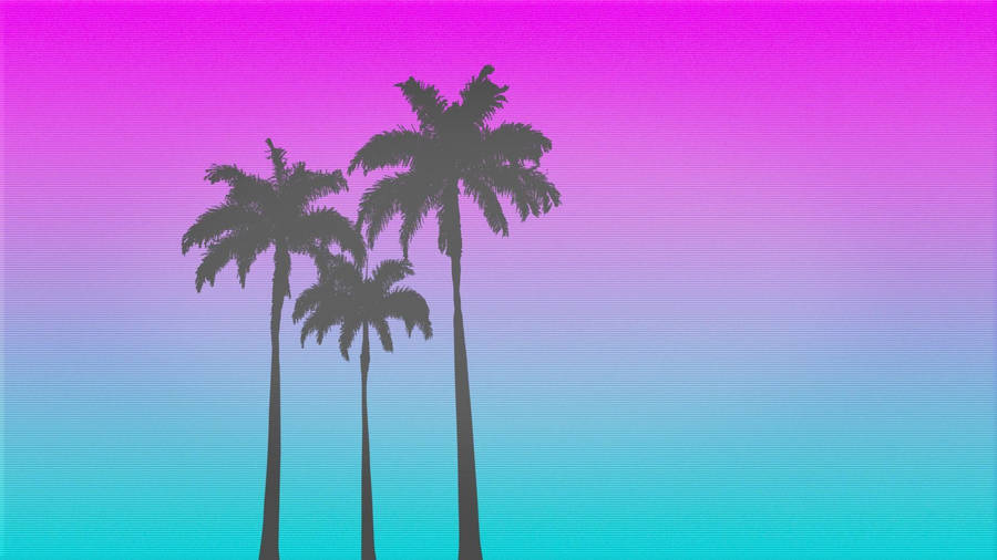 Aesthetic Retro Black Palm Trees Wallpaper