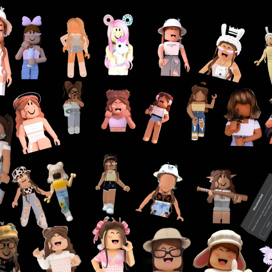 Aesthetic Roblox Girl Collage Of Outfits Wallpaper