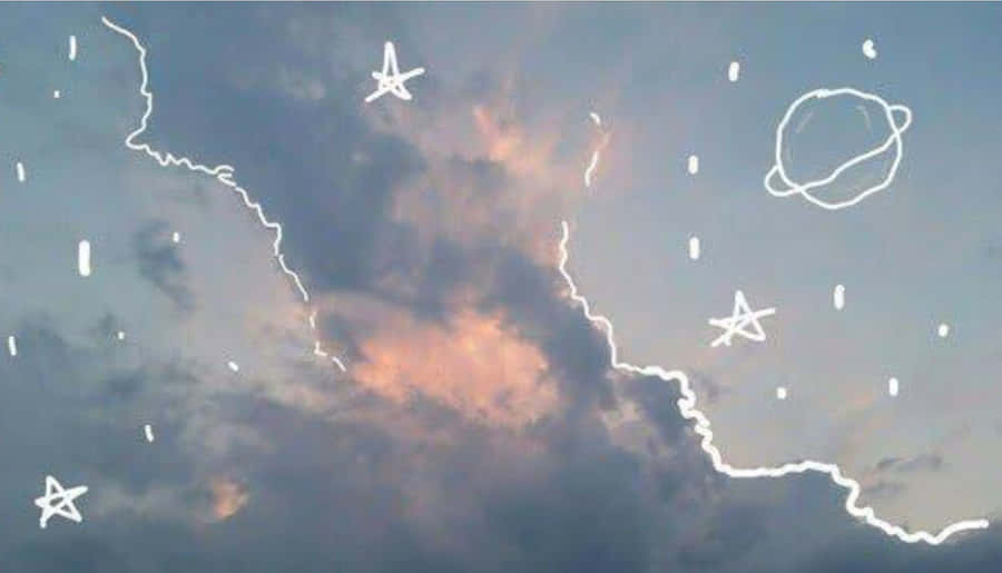 Aesthetic Star Doodles On The Sky Laptop Wallpaper