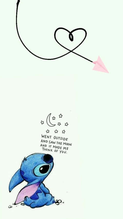 Aesthetic Stitch Disney Romantic Moon Quote Wallpaper
