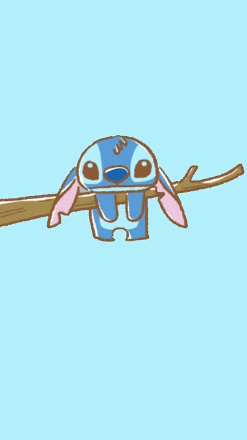Aesthetic Stitch Hanging On Tree Branch Disney Wallpaper