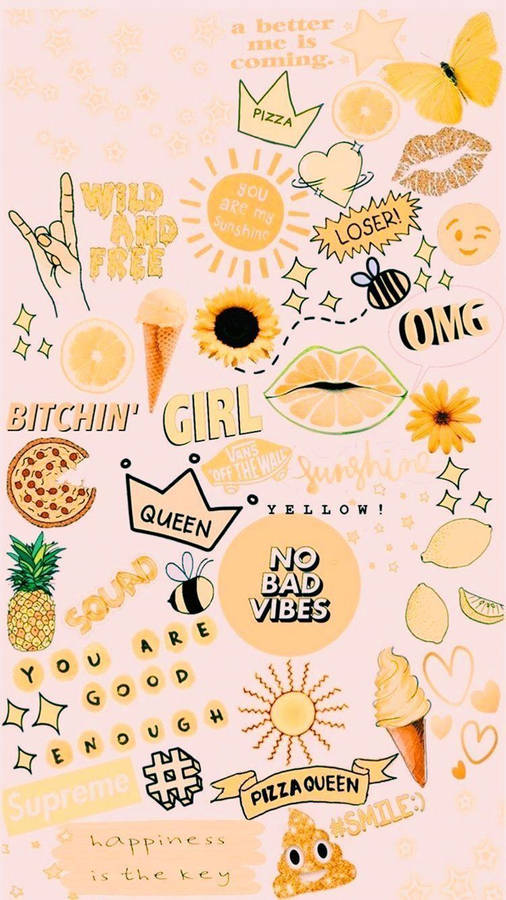 Aesthetic Vsco Collage With Yellow Theme Wallpaper