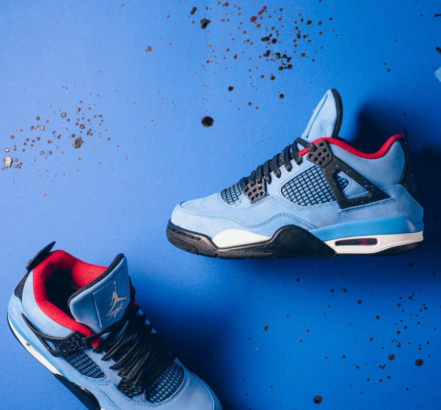 Air Jordan 4 Blue Background Wallpaper