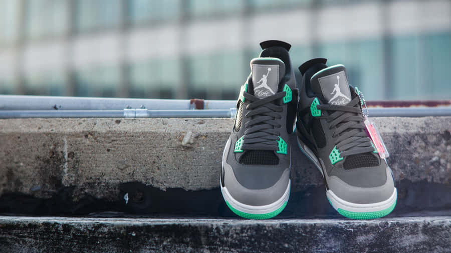 Air Jordan 4 Grey Green Glow Wallpaper