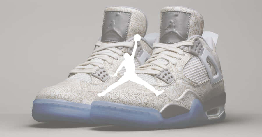 Air Jordan 4 Laser On Feet Edition Wallpaper