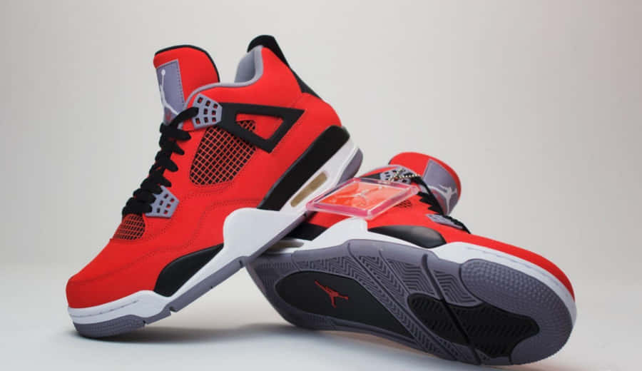 Air Jordan 4 Red Color Wallpaper