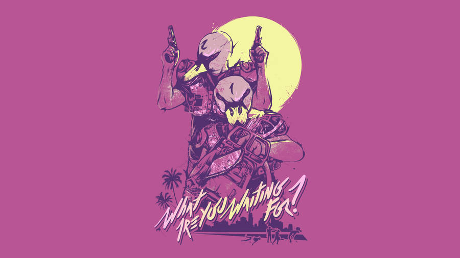 Alex And Ash Davis Ready For The Neon-lit Madness Of Hotline Miami Wallpaper