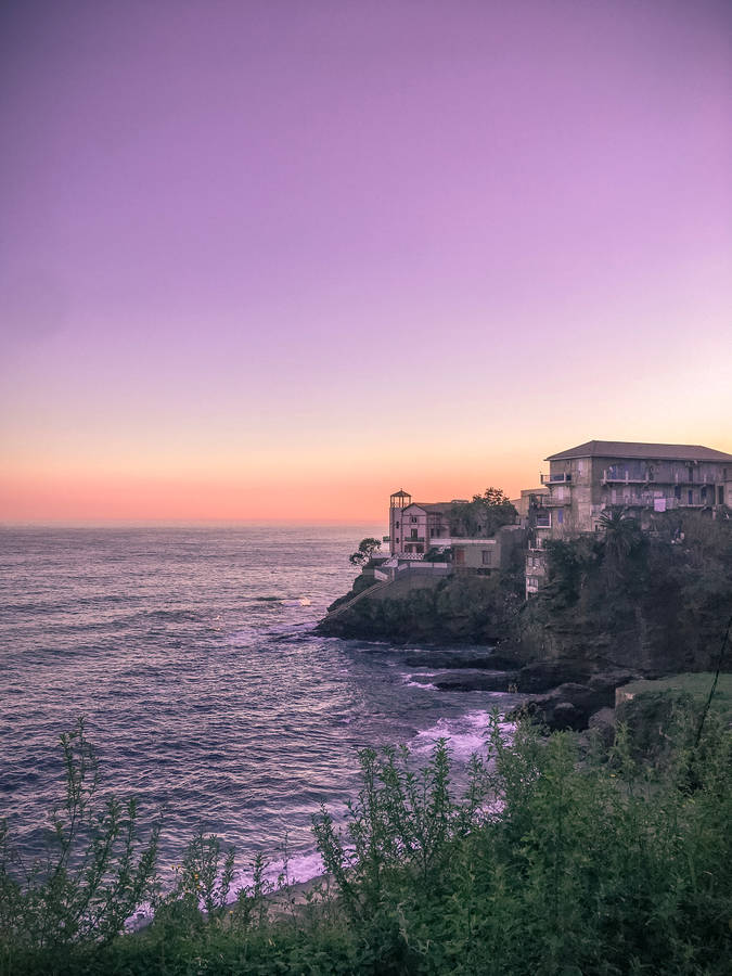 Algeria Purple Sky And Sea Wallpaper