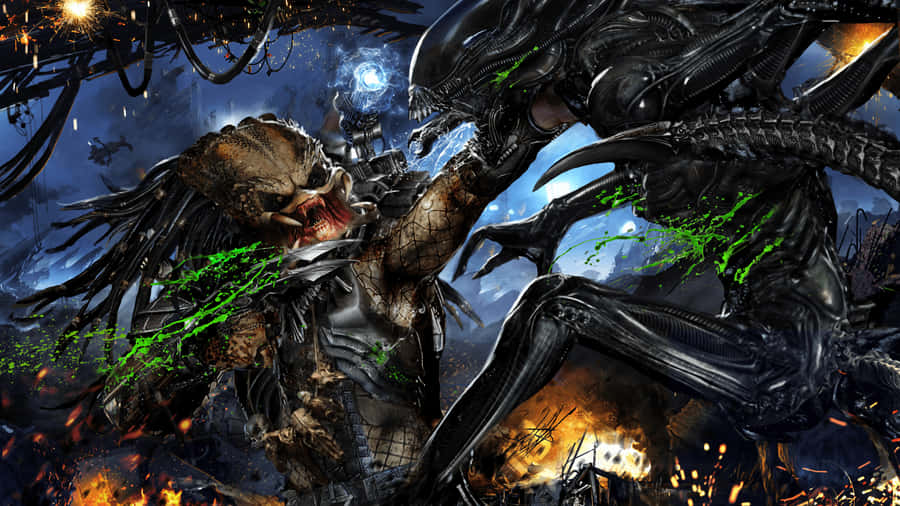 Alien Vs Predator Celtic Punching Grid Wallpaper
