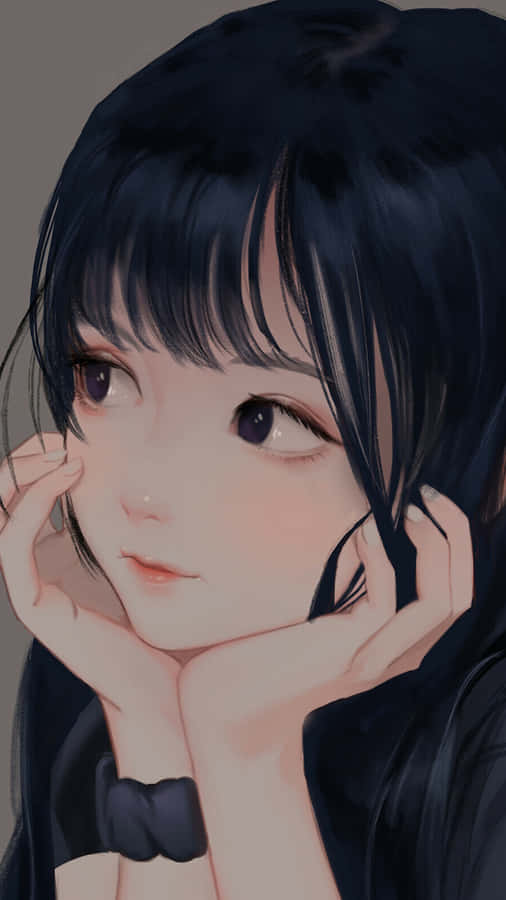 Alluring Anime Girl With Short Bangs Wallpaper