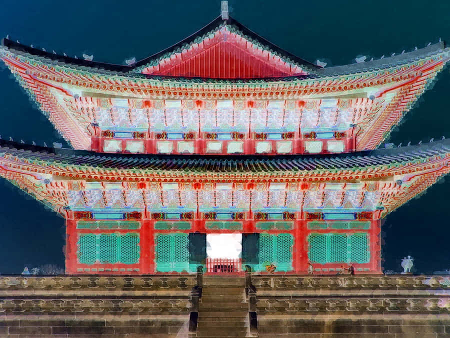 Amazing Gyeongbokgung Palace 2d Illustration Wallpaper