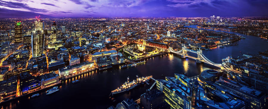 An Aerial View Of The Densely Populated City Wallpaper
