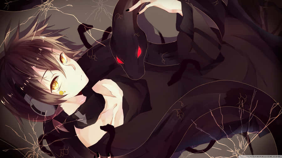An Eerie Looking Anime Boy Amidst A Fog Of Horror Wallpaper