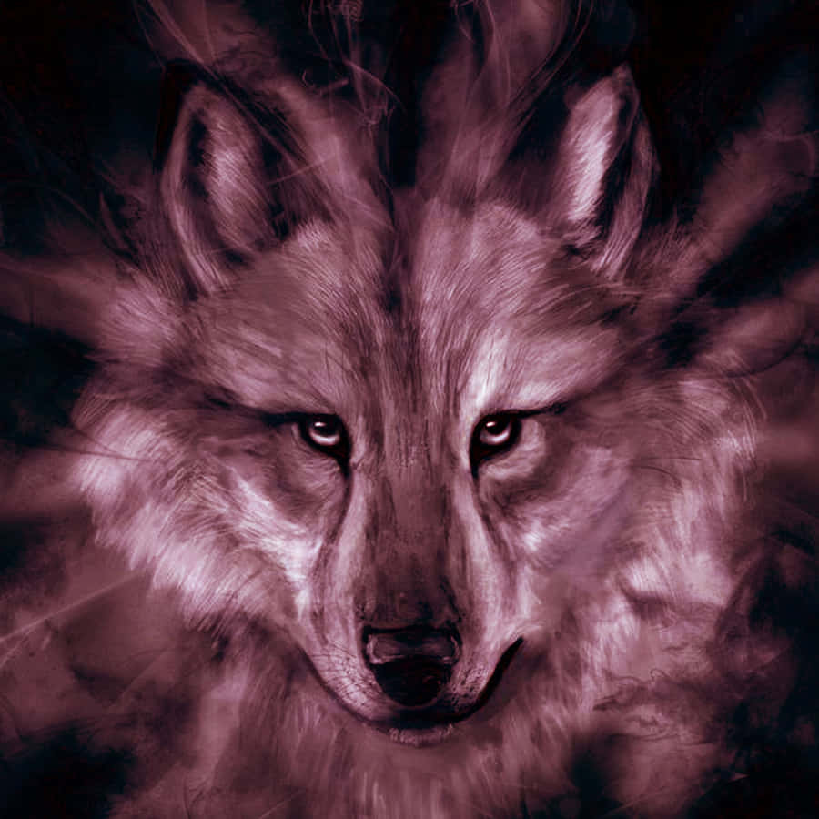 An Intensely Colored Pink Wolf Wallpaper