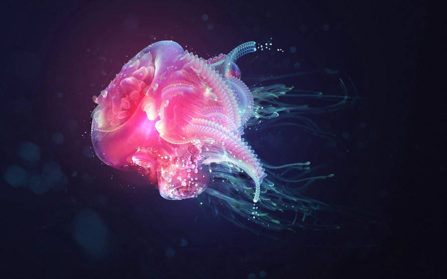 An Underwater Dreamscape Of A Pink Jellyfish Wallpaper