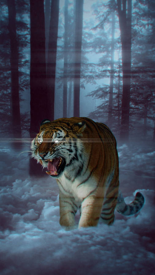 Angry Tiger In Forest Wallpaper