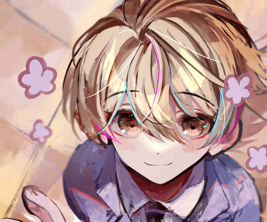 Animated Character With Flowers Wallpaper