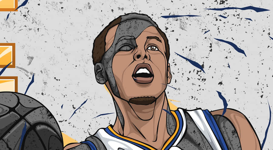 Animated Stephen Curry Basketball Artwork Wallpaper